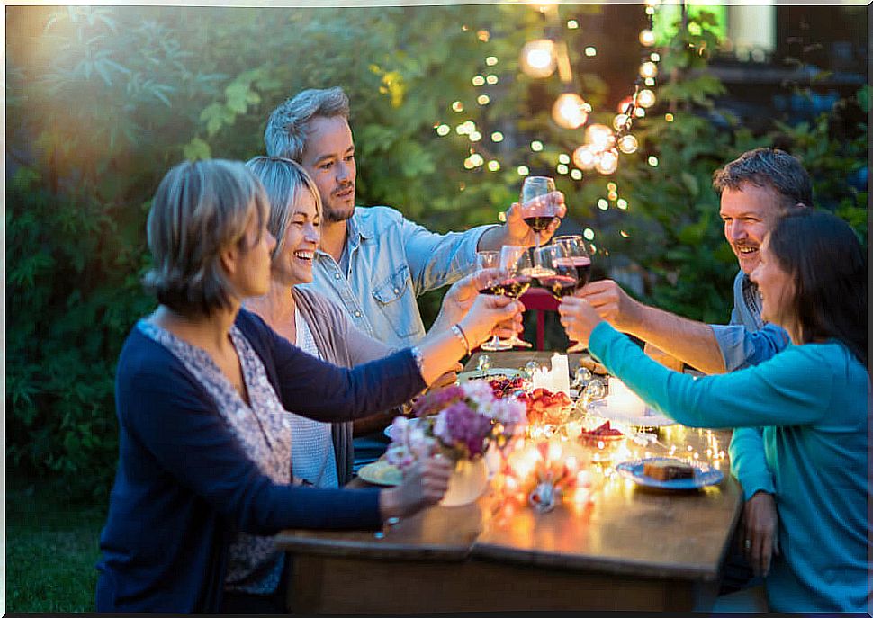 Group of friends having dinner.